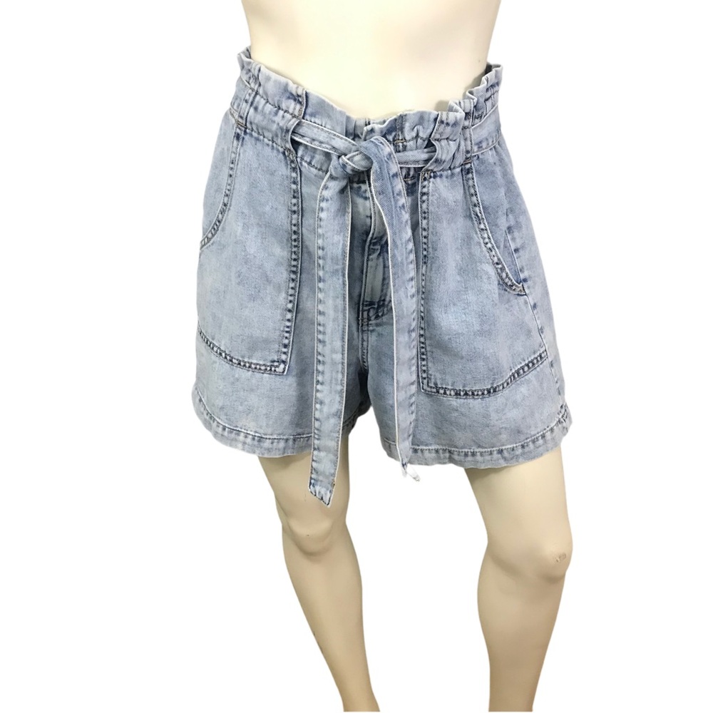 Banana Republic Paper Bag Faded Indigo Tie Waist Shorts 12
